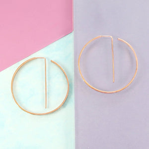 Geometric Round Rose Gold Hoop Earrings