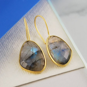 
            
                Load image into Gallery viewer, Irregular Rose Quartz Gold Statement Drop Earrings
            
        