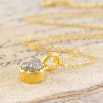 18K Gold Vermeil Rough Diamond Solitaire April Birthstone Necklace