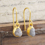 18K Plated April Birthstone Diamond Gold Drop Earrings