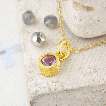 Amethyst Gold February Birthstone Pendant Necklace