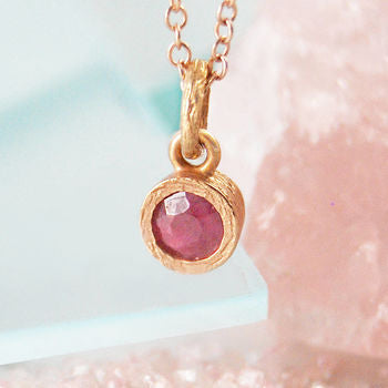 Pink Ruby Rose Gold July Birthstone Pendant Necklace