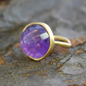 
            
                Load image into Gallery viewer, Gold Vermeil Amethyst February Birthstone Cocktail Ring Ring
            
        