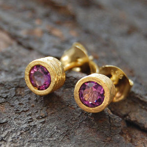 
            
                Load image into Gallery viewer, Amethyst Gold February Birthstone Stud Earrings
            
        