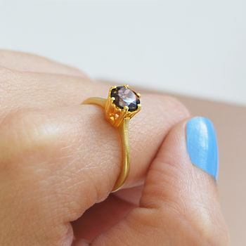 
            
                Load image into Gallery viewer, Amethyst Solitaire February Birthstone Semi Precious Gemstone Ring
            
        
