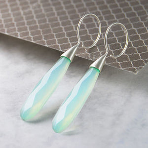 Aqua Chalcedony Sterling Silver Drop Earrings