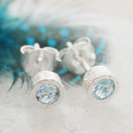 Aquamarine March Birthstone Sterling Silver Stud Earrings