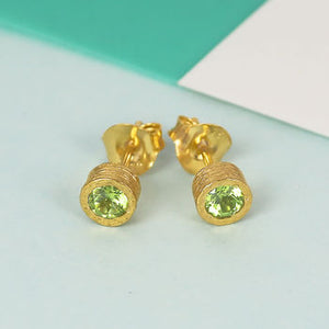 Peridot Gold August Birthstone Stud Earrings