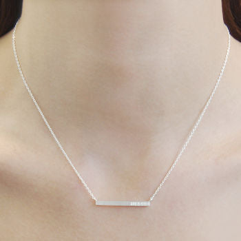 Bar Gold/Silver Pave White Topaz Birthstone Necklace