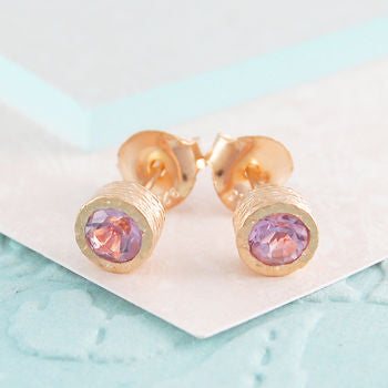 
            
                Load image into Gallery viewer, Amethyst February Birthstone Rose Gold Gemstone Stud Earrings
            
        