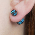 Black Gold/Silver Turquoise Birthstone Stud Earrings