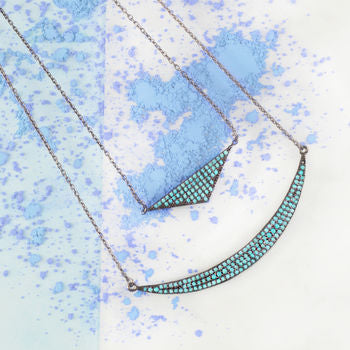 Black Oxidised Turquoise Birthstone Layered Necklace