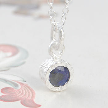 Blue Sapphire Precious Birthstone Silver Jewellery Set