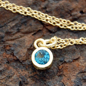 Blue Topaz Gold November Birthstone Pendant Necklace