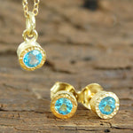 Blue Topaz Gold November Birthstone Jewellery Set