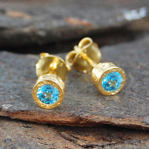 Gemstone Blue Topaz Gold Jewellery Gift Set