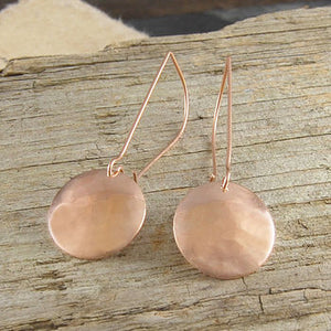 
            
                Load image into Gallery viewer, Circular Shield Hammered Rose Gold Earrings
            
        