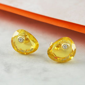 
            
                Load image into Gallery viewer, Citrine White Topaz November Birthstone Gold Earrings
            
        