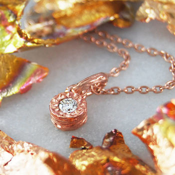 
            
                Load image into Gallery viewer, Rose Gold Vermeil April Birthstone Diamond Pendant Necklace
            
        