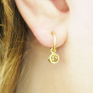 Citrine Gold November Birthstone Huggie Hoop Earrings