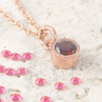 January Garnet Birthstone Rose Gold Round Necklace