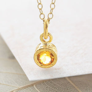 Citrine Gold November Birthstone Pendant Necklace