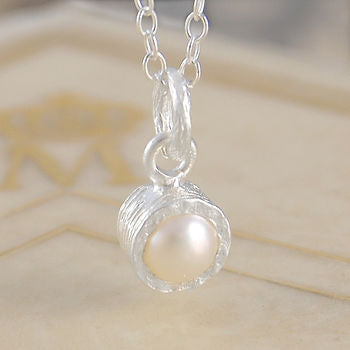 White Pearl June Birthstone Sterling Silver Pendant Necklace