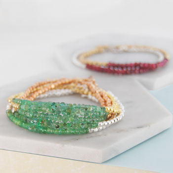 Emerald Birthstone Silver/Gold Friendship Bracelets