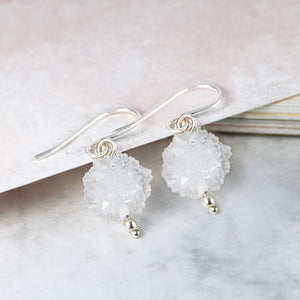 
            
                Load image into Gallery viewer, Snowball White-Quartz Silver Earrings
            
        