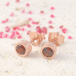 Garnet Rose Gold January Birthstone Stud Earrings
