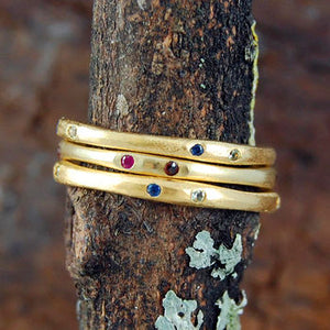 
            
                Load image into Gallery viewer, Fine Multi Gemstone Birthstone Gold Stacking Ring
            
        