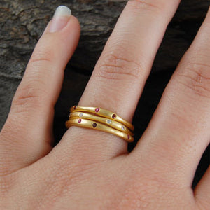 
            
                Load image into Gallery viewer, Fine Multi Gemstone Birthstone Gold Stacking Ring
            
        