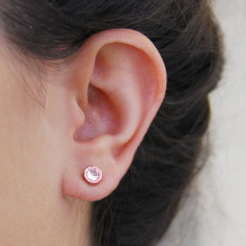 White Topaz Rose Gold November Birthstone Stud Earrings