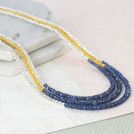 Raw Sapphire September Birthstone Sterling Silver Beaded Necklace