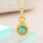 Emerald October Birthstone Gold Pendant Necklace