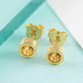 
            
                Load image into Gallery viewer, Citrine Gold November Birthstone Stud Earrings
            
        