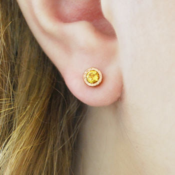
            
                Load image into Gallery viewer, Citrine Gold November Birthstone Stud Earrings
            
        
