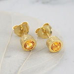 Citrine Gold November Birthstone Stud Earrings