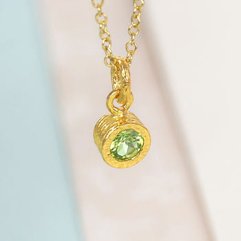 Gold And Solitaire Green Peridot Birthstone Necklace