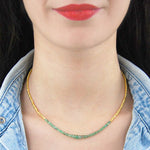 Silver And Rose Gold Birthstone Emerald Necklace