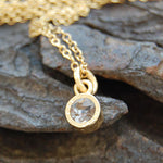 White Topaz Gold November Birthstone Pendant Necklace