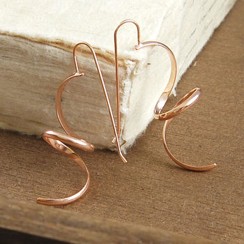 Curly Rose Gold Spiral Drop Earrings