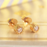Diamond Birthstone Anniversary Gold Stud Earrings