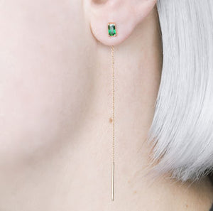 
            
                Load image into Gallery viewer, Emerald Gold Crystal May Birthstone Threader Earrings
            
        