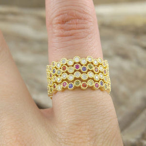 
            
                Load image into Gallery viewer, 18k Gold Plated Sterling Silver November Birthstone Topaz Stacking Ring
            
        