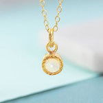 Opal October Birthstone Gold Pendant Necklace