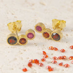 Gold Garnet January Birthstone Ruby Stud Earrings