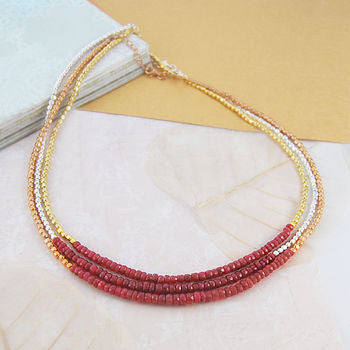 Ruby Birthstone Gold And Silver Necklace