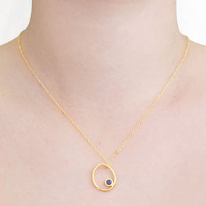 Sapphire September Birthstone Gold Oval Necklace
