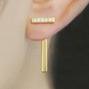Gold White Zircon Pavé T Bar Earring Jackets